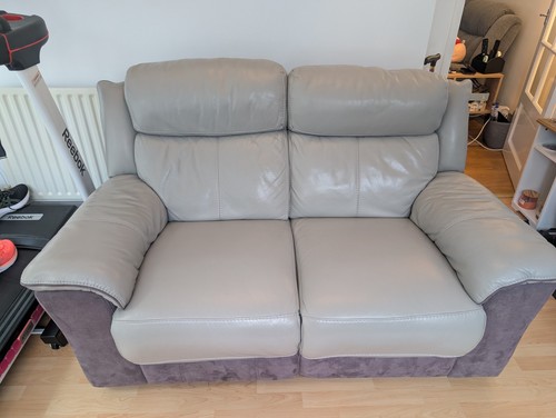 Leather manual recliner settee - leather,