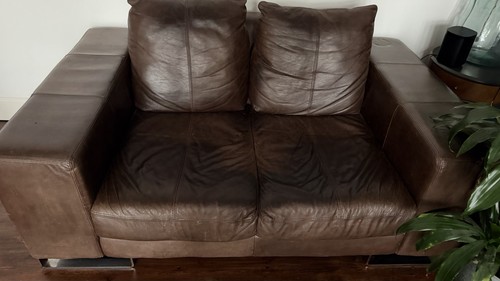 Two seater leather - leather, block