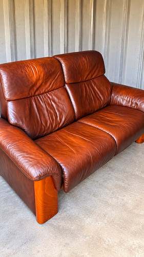 Ekornes brown leather seater - ekornes, 2-seater