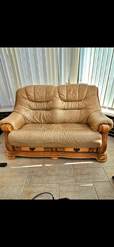 Seater leather wood - seater, sofa