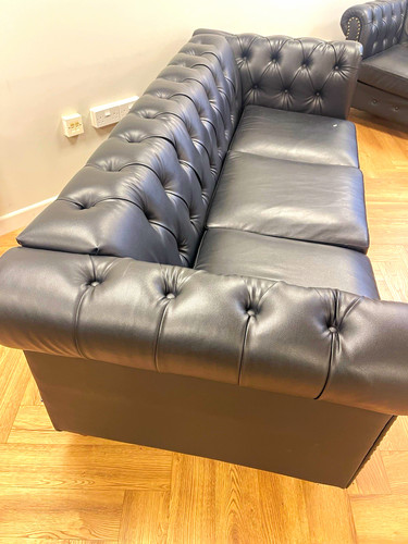 Black chesterfield seater - black, 3