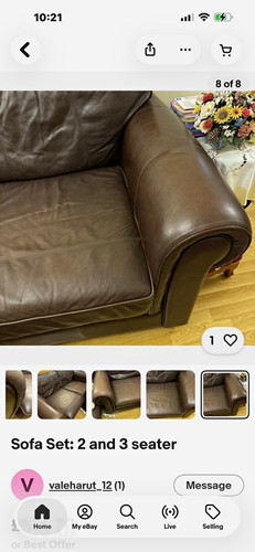 Brown leather seater - leather, 2+3