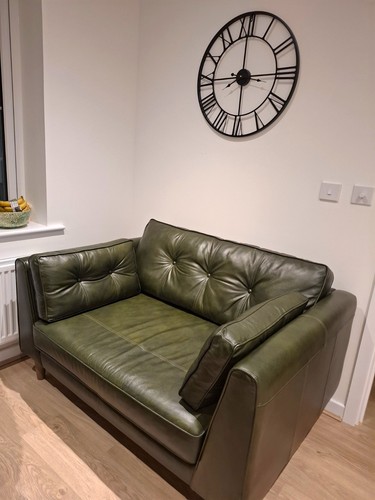 Green leather seater - 2, sofa