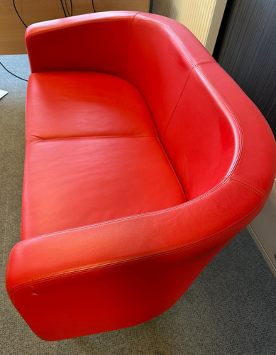 Seater red sofa faux - seater,