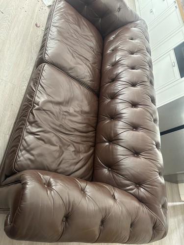 Brown leather chesterfield - leather,