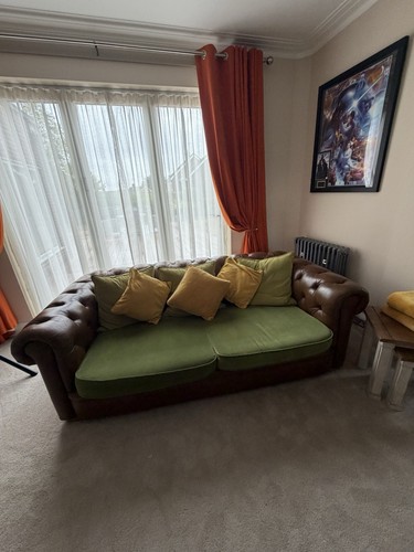 Brown leather sofa large 3 - brown,