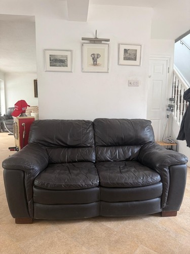 Seater black leather - seater, sofa