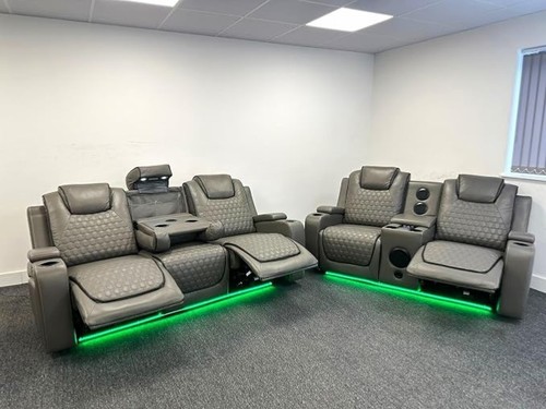 Malaga grey leather seater - malaga, 3+2