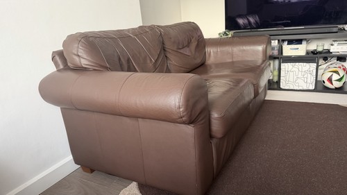 Ikea brown leather - leather, 2-seater