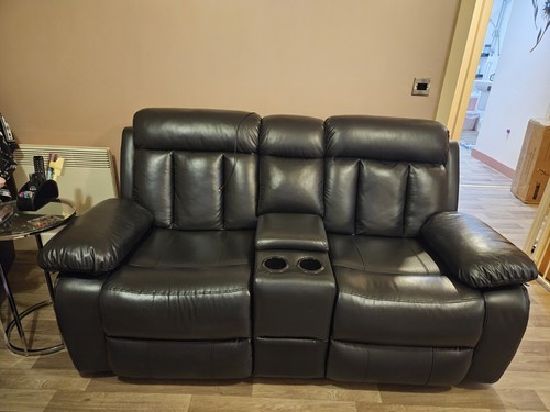 Seater black leather - black, sofa