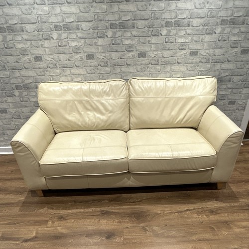 Cream beige leather - leather, 2-seater