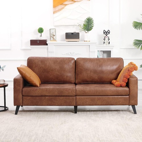 Wide faux leather seater - 2m, 3
