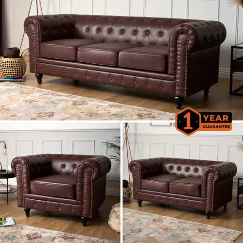 Chesterfield sofa brown faux - chesterfield,