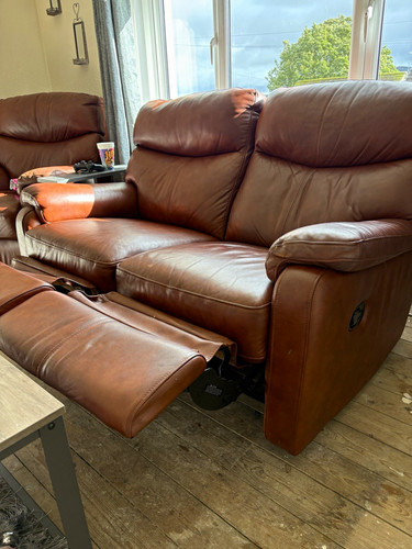 Recliner brown leather - brown,