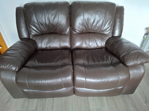 Brown leather seater - brown,