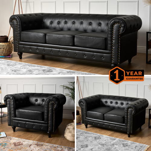 Faux leather chesterfield - chesterfield, sofa