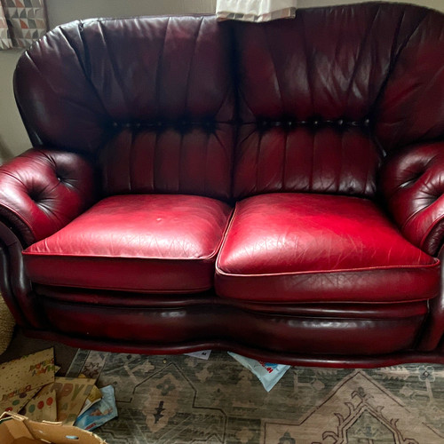 Red leather seater - leather, 2-seater