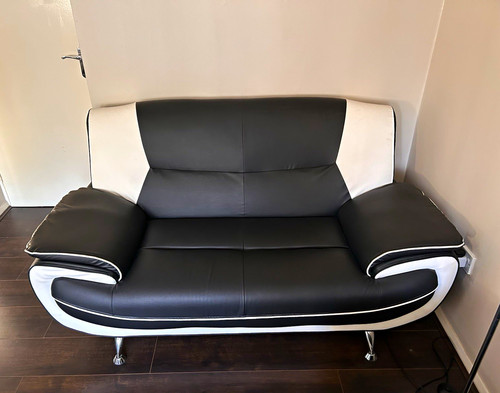 Black white faux leather - black/white,