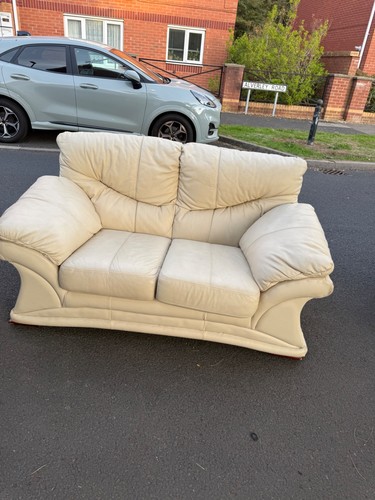 Cream leather seater - cream,