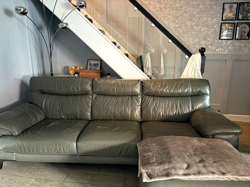 Grey leather seater sofa - leather,