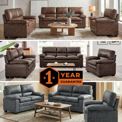 Faux leather sofa suite - leather,
