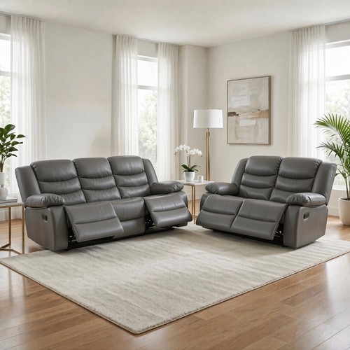 Roma leather recliner sofa 2 - leather, 3+2