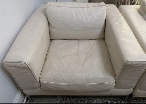 Cream leather sofa and - cream,