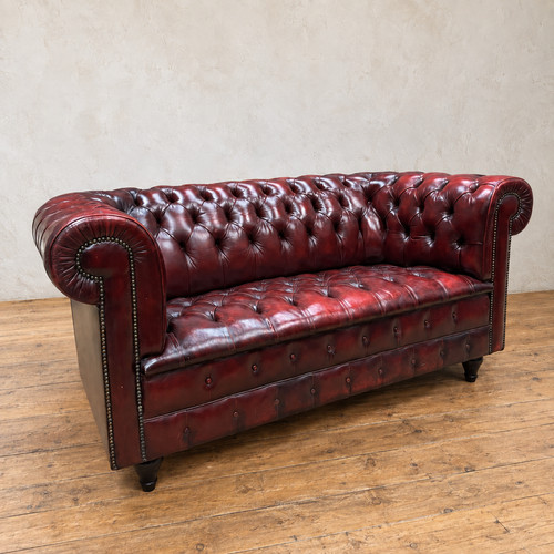 Oxblood leather chesterfield - leather, 2