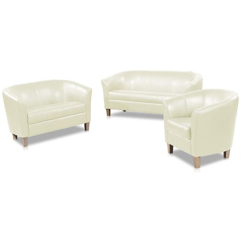 Cream faux leather sofa - faux,