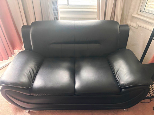 Black faux leather - black, seater