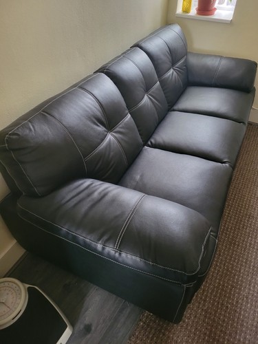 Black leather sofa seater - black,