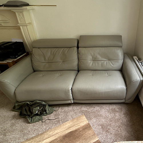 Grey leather seater sofa - grey, 2