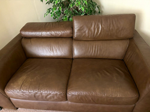 Natuzzi brown leather seater - brown,