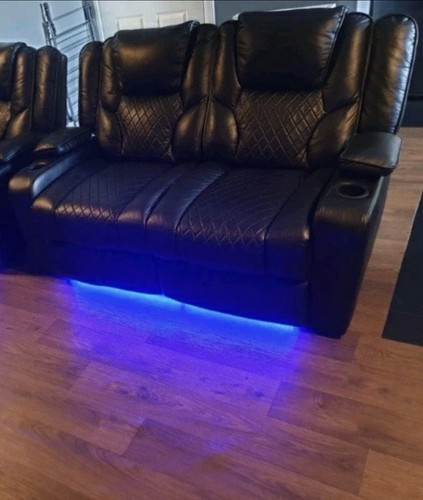 Black leather seater - black, 2