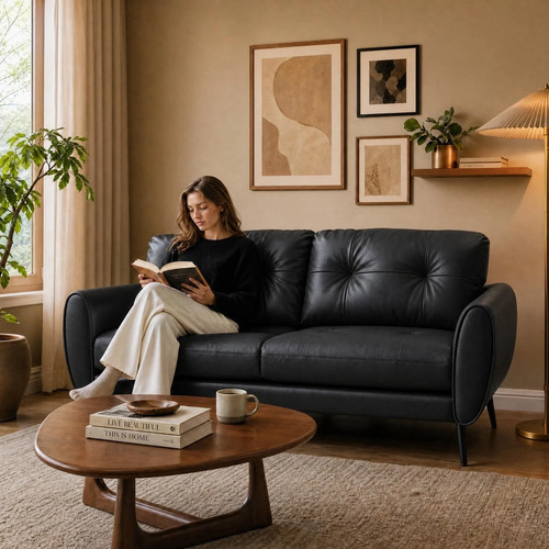 Seater leather sofa - seater,