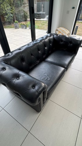 Black leather chesterfield - chesterfield, 2