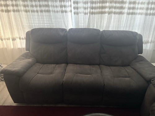 Dfs grey leather seater - 2x,