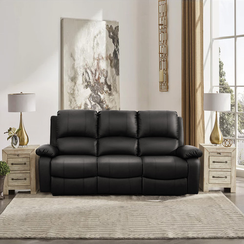 Black leather recliner - black, sofa