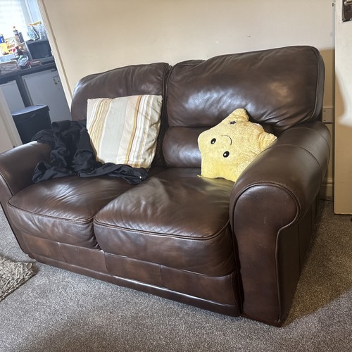 Seater brown leather sofa - 2,