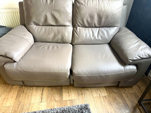 Grey leather recliner sofa - grey,