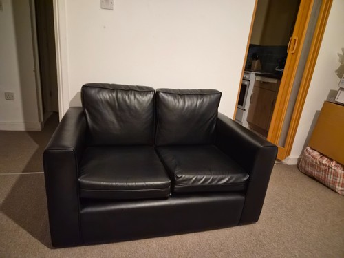 Two seater sofa black - sofa, faux