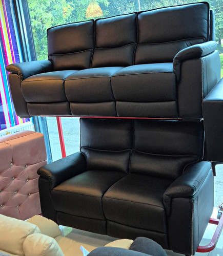 Black real leather seater - black,