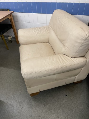 Cream leather seater sofa - cream,