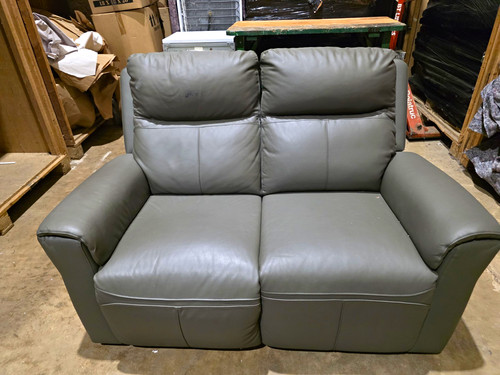 Grey leather seater - leather, 2