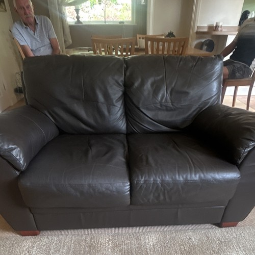 Brown leather seater - brown, 2