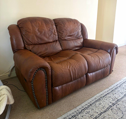 Brown leather seater - brown, 2-seater